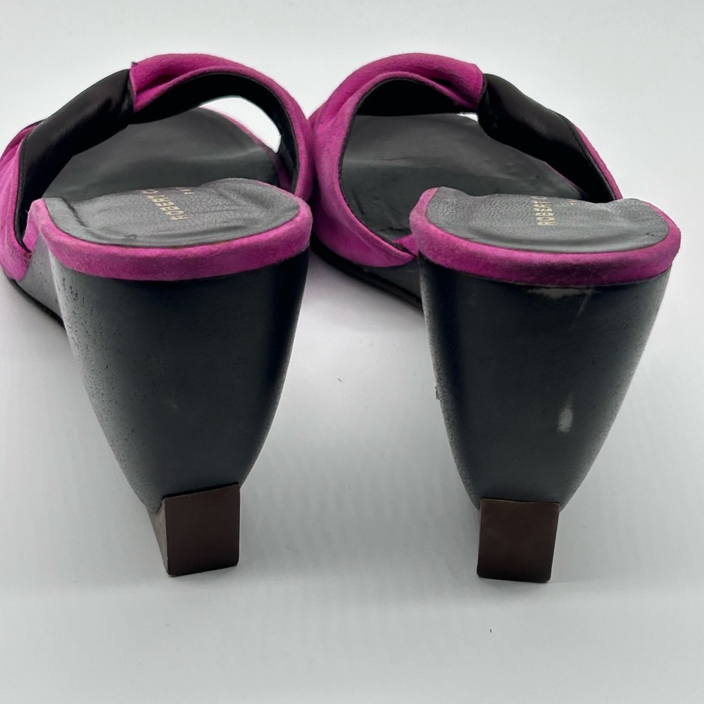 Robert Clergerie Pink Suede Knot Wedge Sandals - Picture 7 of 16